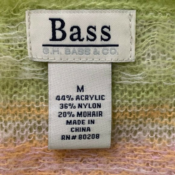 Sweater Cardigan Mohair Blend Womens Med GH Bass & Co Pastel Stripe Light Airy - Picture 8 of 10